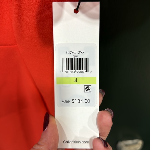 Calvin Klein Button Chiffon Flutter Sleeve Sheath Dress - Picture 4 of 4